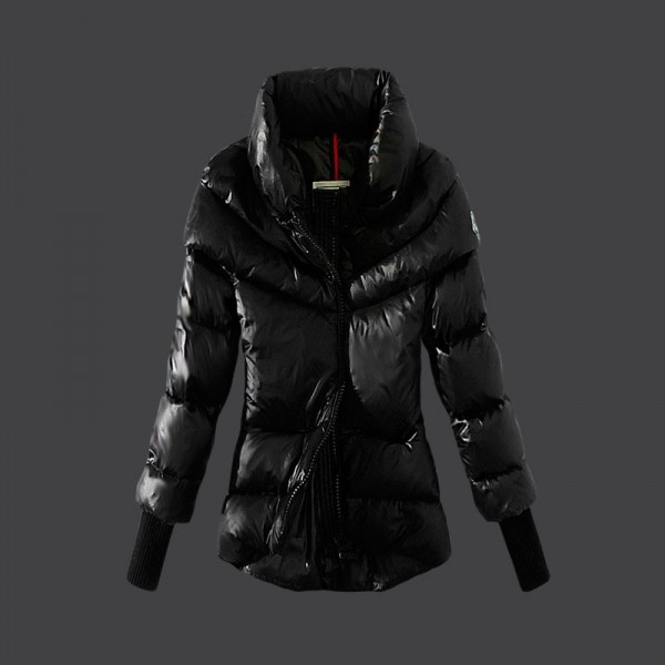 Moncler Donna Giù cappotto stand Colalr Nero Presa M1054